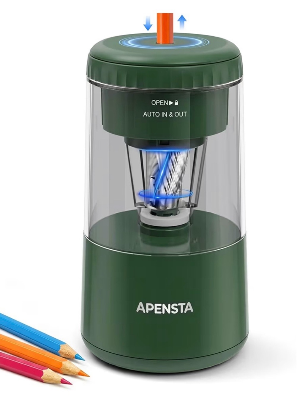 Electric Pencil Sharpener, Auto in & Out, Rechargeable